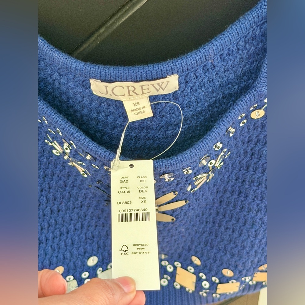 NWT! Jcrew sweater tank with embellishments and mirrors. Size XS. New WITH TAGS! - Picture 3 of 4